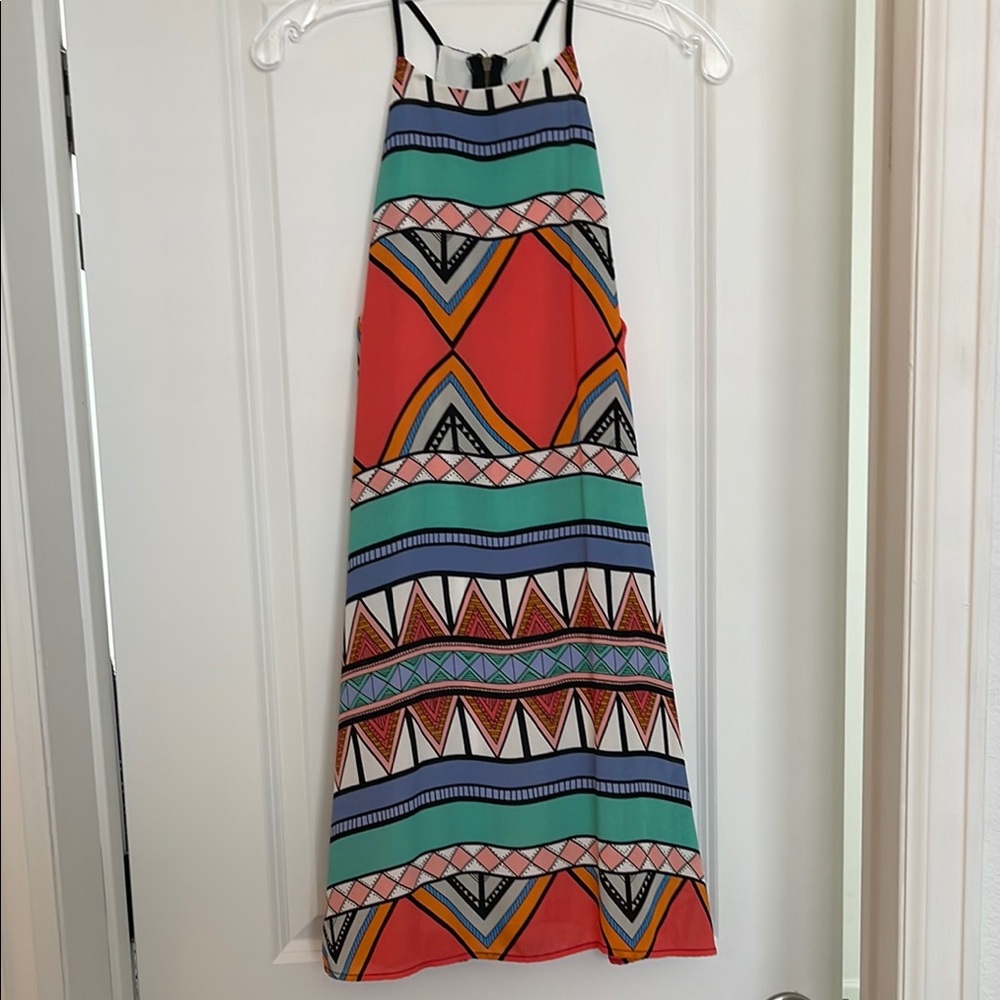 Everly Red and Blue Halter Sundress